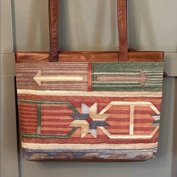 Marco Avane Tapestry Bag Purse Southwestern Aztec Tribal Leather Trim New NWOT - Picture 5 of 10
